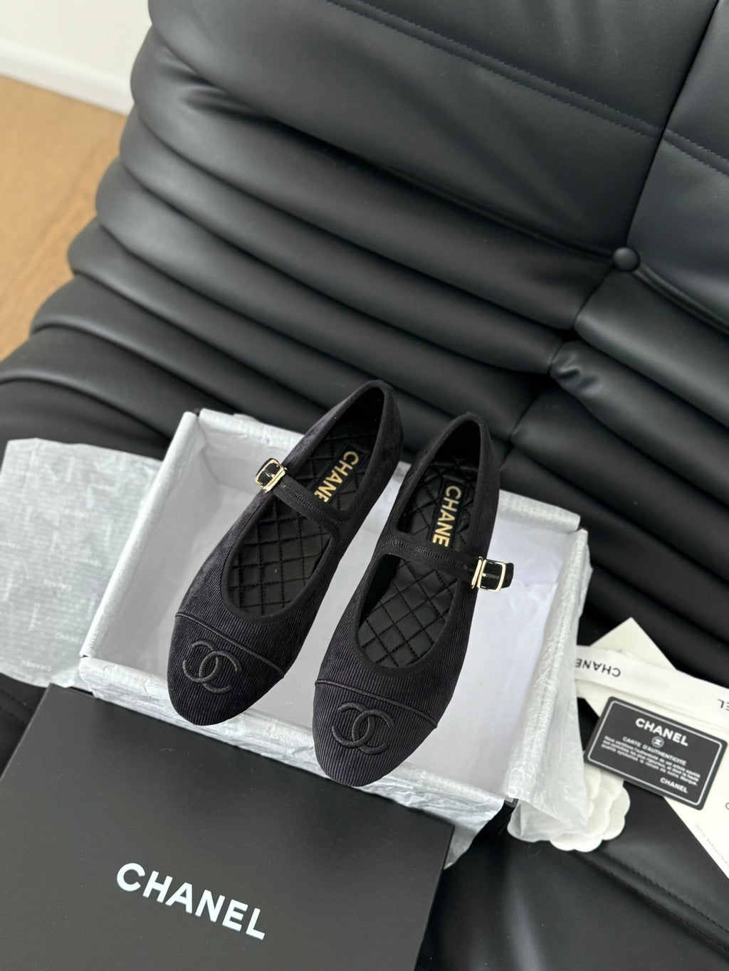MARY JANE SHOES BLACK CORDUROY TWILL FABRIC