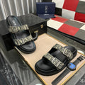 CD AQUA BUCKLE SANDAL BLACK AND SAGE JACQUARD