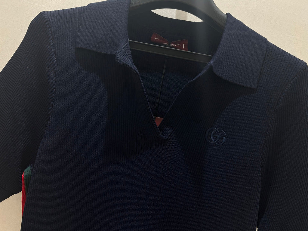 GUCCI 26S SHORT-SLEEVE KNIT POLO DRESS 379