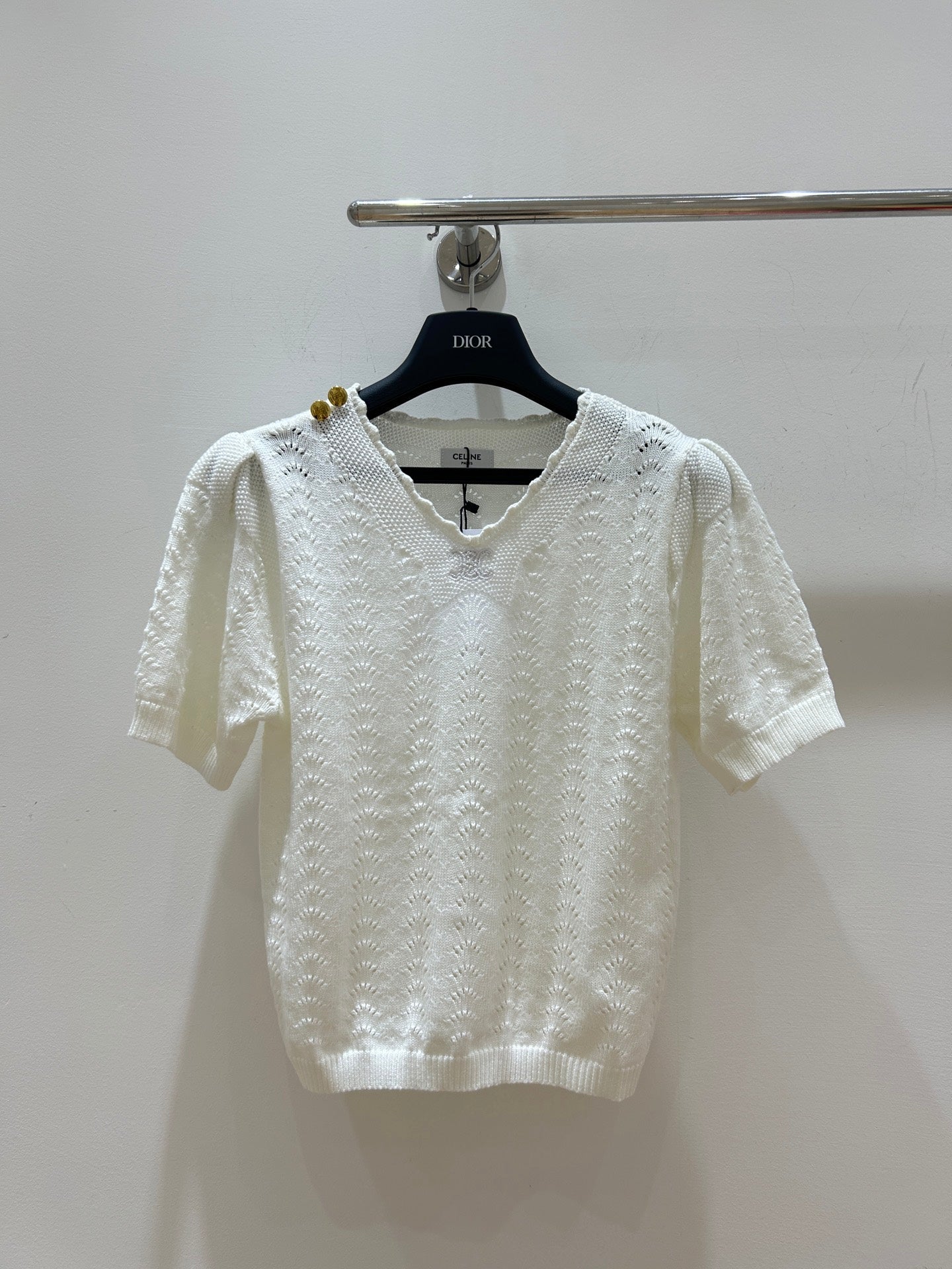 CELINE 26S SHORT-SLEEVE KNIT TOP 374