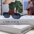 SANTOS RIMLESS RECTANGULAR FRAME SUNGLASSES 562068 IN METAL