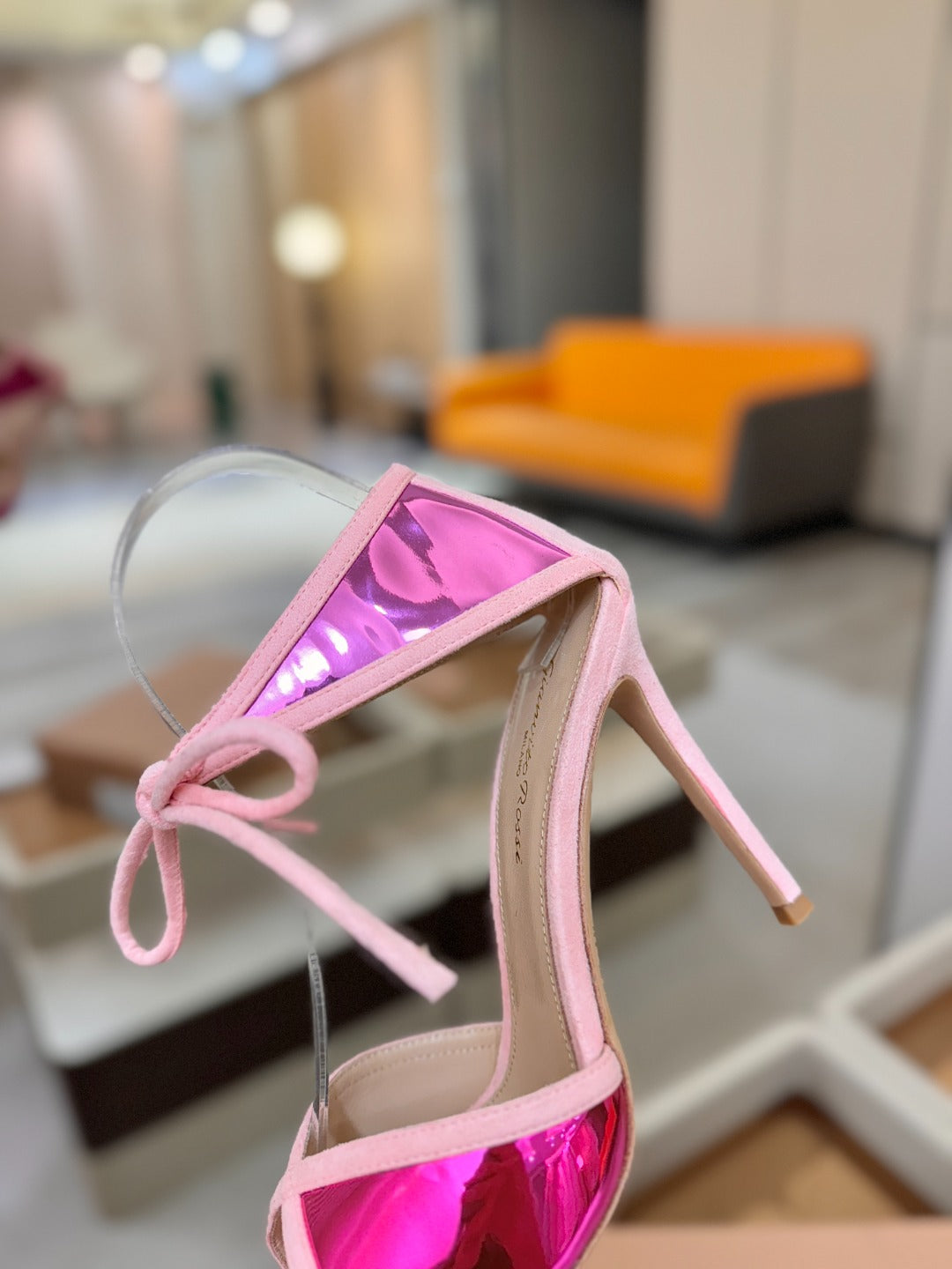 GIANVITO ROSSI 26S HEELS 105 MM IN LIGHT PINK SUEDE AND METALLIC PINK CALFSKIN