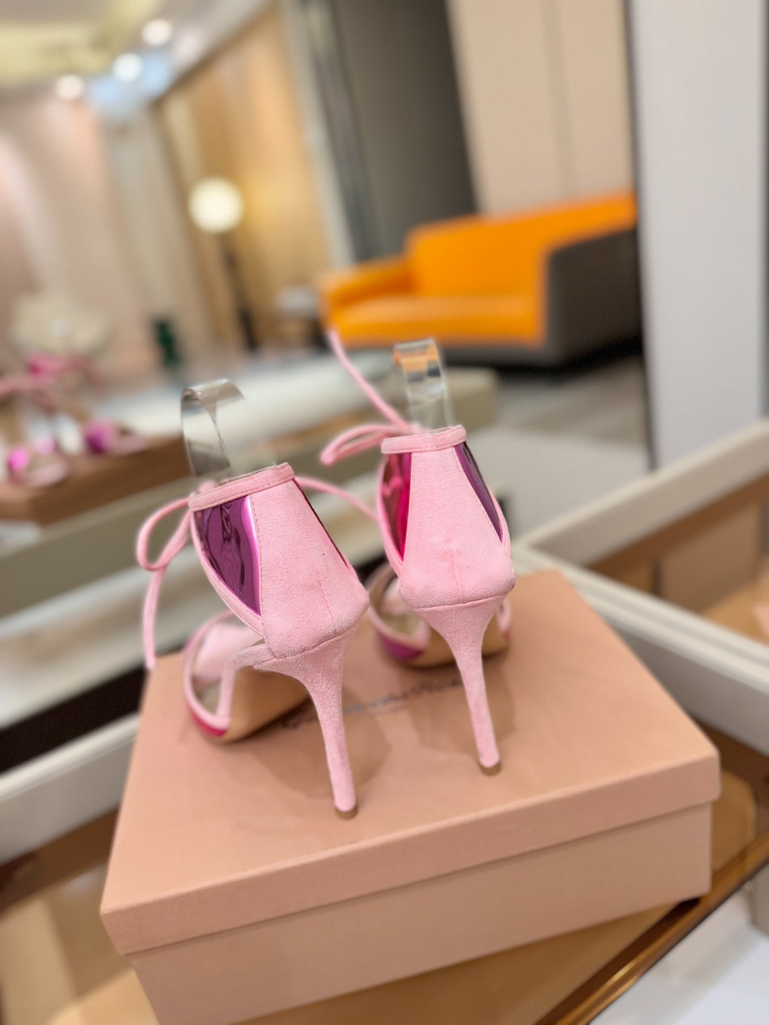 GIANVITO ROSSI 26S HEELS 105 MM IN LIGHT PINK SUEDE AND METALLIC PINK CALFSKIN