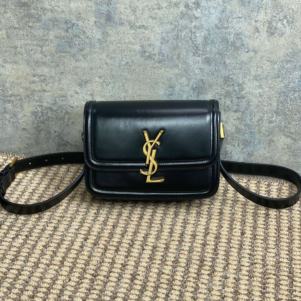 SOLFERINO SMALL SATCHEL 19 IN BLACK CALFSKIN GOLD HARDWARE