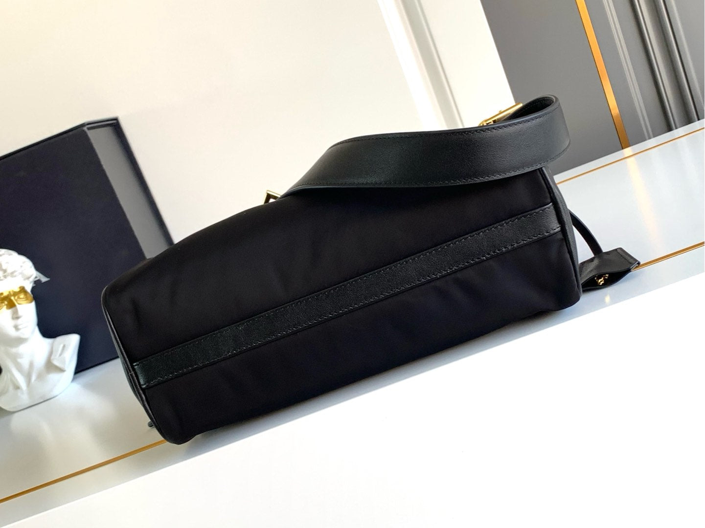 PRADA 26S SHOULDER BAG 27 IN BLACK NYLON