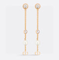 CD 26S PEARL CRYSTAL CHAIN DROP EARRINGS IN GOLD TONE METAL 646468