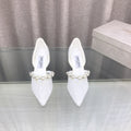 JIMMY CHOO 26S HIGH HEELS 65 MM IN WHITE LACE PEARL-EMBELLISHED