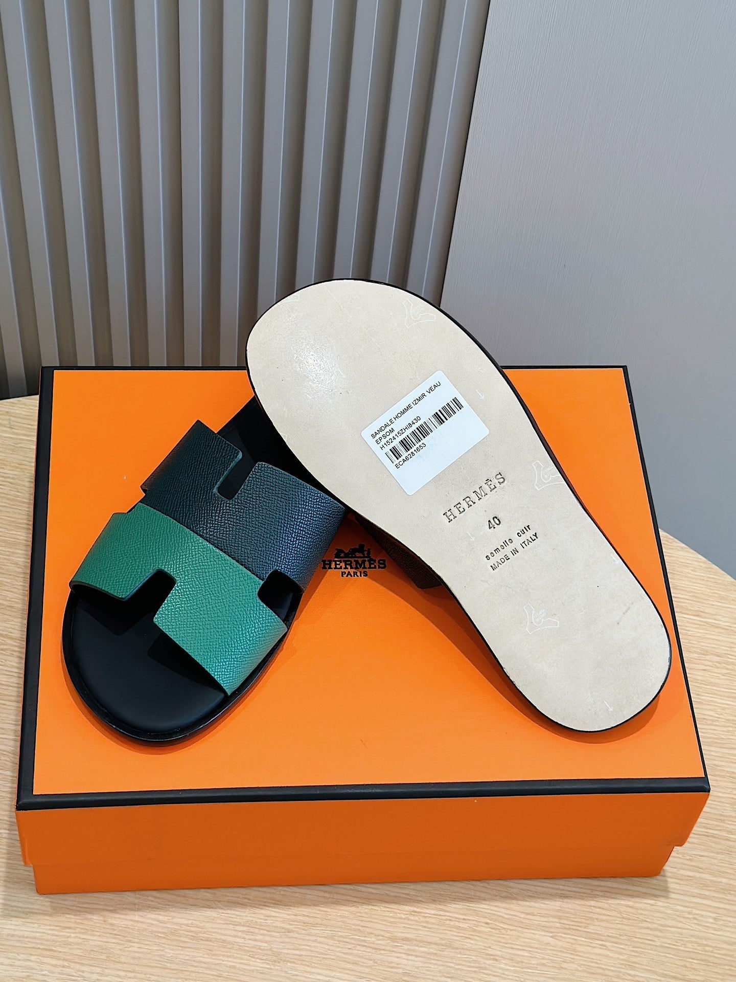 HM IZMIR SANDAL DENIM AND OCEAN CALFSKIN