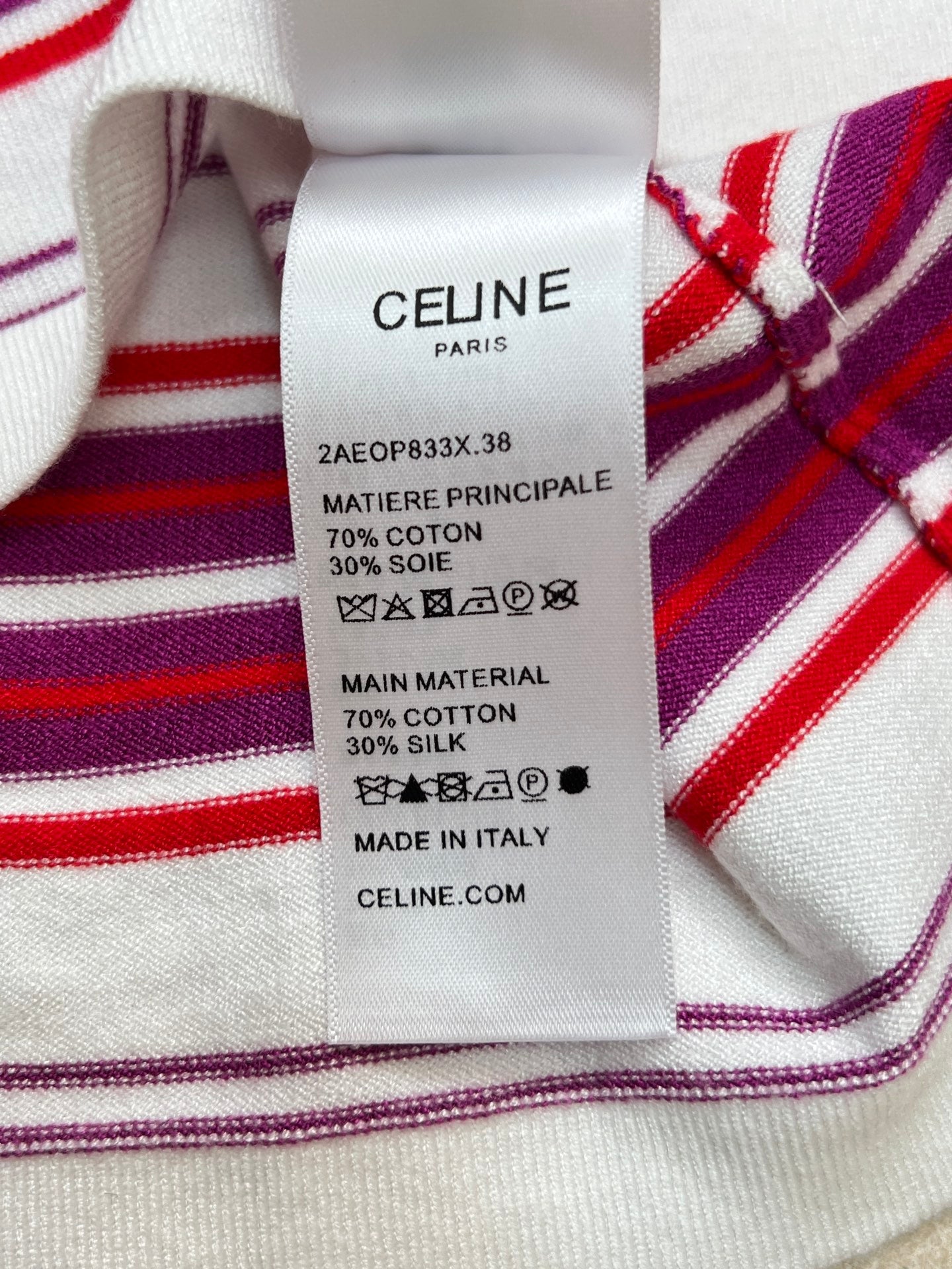 CELINE 26S STRIPED SHORT-SLEEVE POLO SHIRT 398