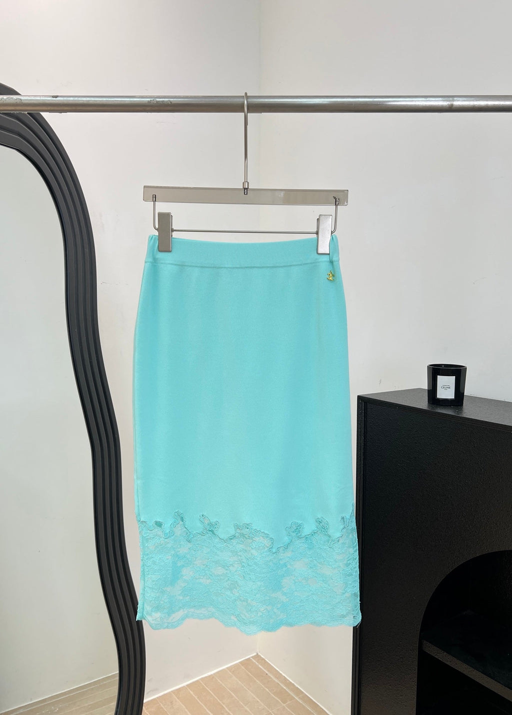 CHANEL 26S LACE HEM MIDI SKIRT 1313