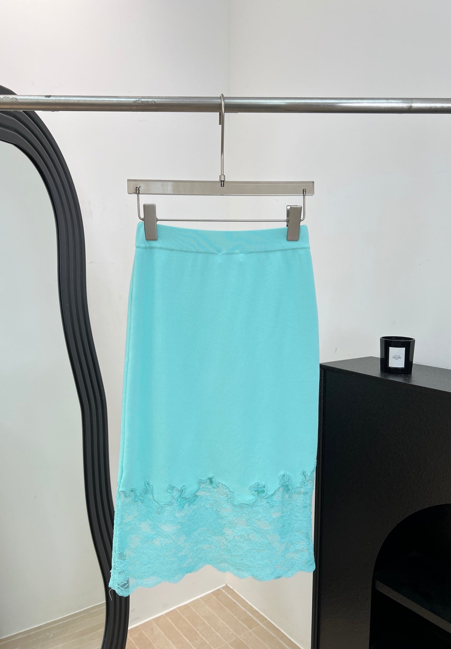 CHANEL 26S LACE HEM MIDI SKIRT 1313