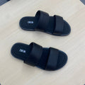 CD DOUBLE STRAP SLIPPER BLACK GRAINED CALFSKIN