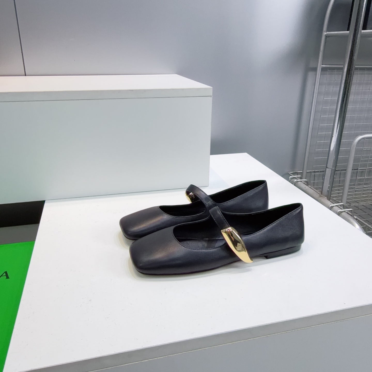 BOTTEGA VENETA 26S SQUARE-TOE MARY JANES IN BLACK LAMBSKIN