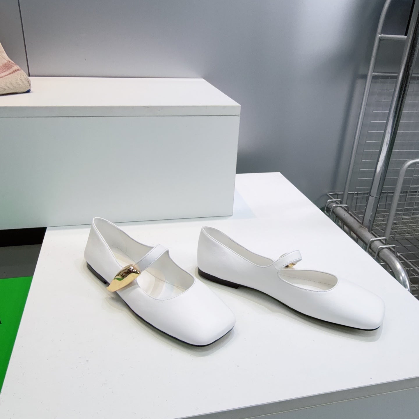 BOTTEGA VENETA 26S SQUARE-TOE MARY JANES IN WHITE LAMBSKIN