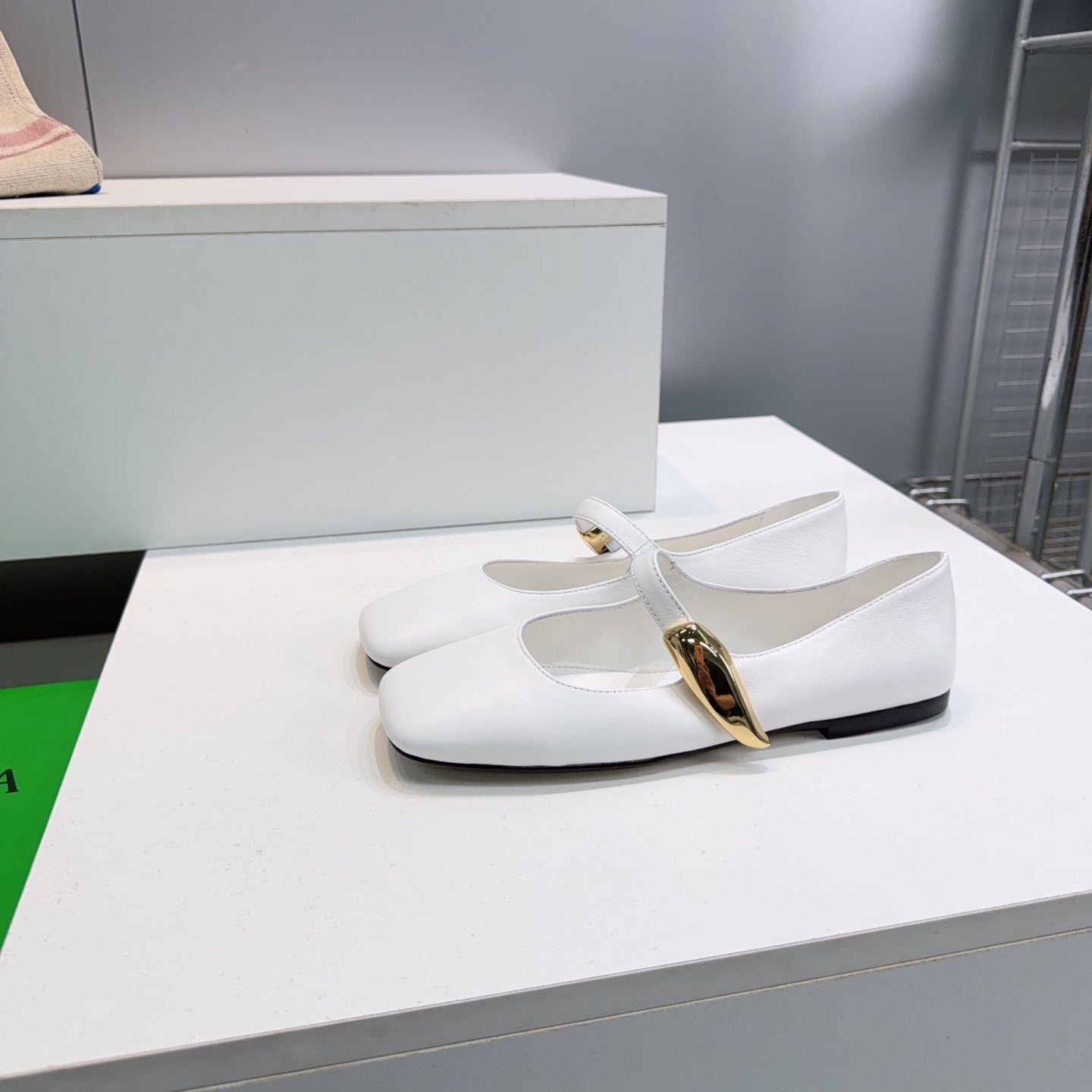 BOTTEGA VENETA 26S SQUARE-TOE MARY JANES IN WHITE LAMBSKIN