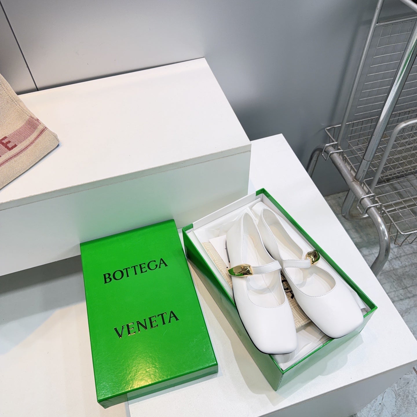 BOTTEGA VENETA 26S SQUARE-TOE MARY JANES IN WHITE LAMBSKIN