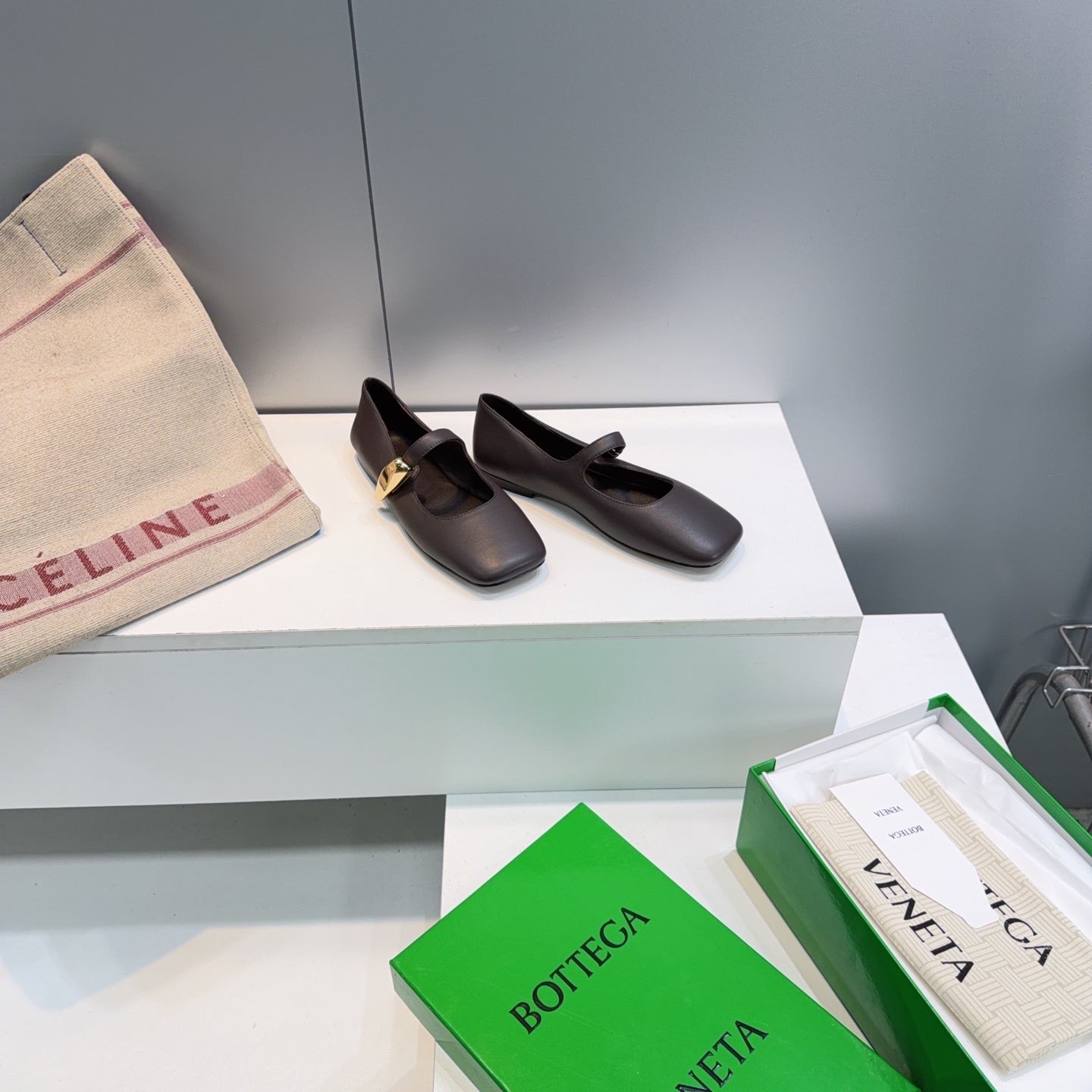 BOTTEGA VENETA 26S SQUARE-TOE MARY JANES IN DARK BROWN LAMBSKIN