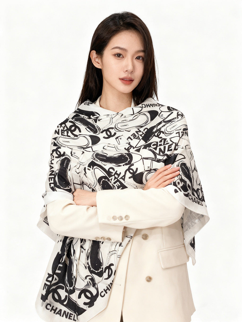 CHANEL 25S SCARF 135 CM IN CASHMERE SILK 941790