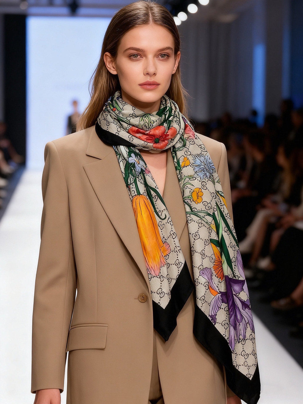 GUCCI 26S SCARF 140 IN CASHMERE AND SILK 250154