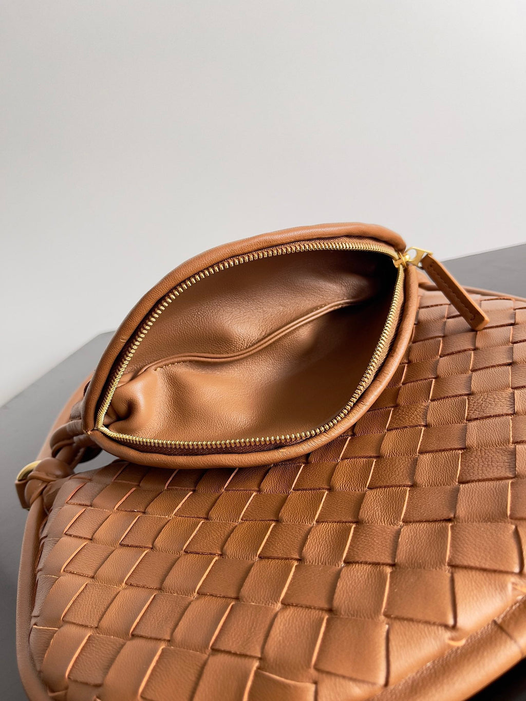 SMALL GEMELLI 24 IN BRONZE BROWN LAMBSKIN