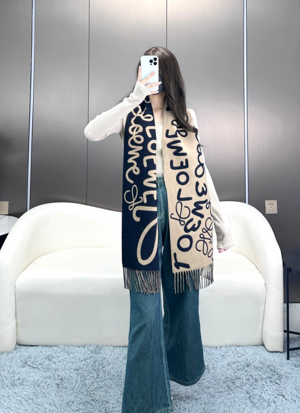 LOEWE 26S SCARF 180 IN CASHMERE WOOL 297945
