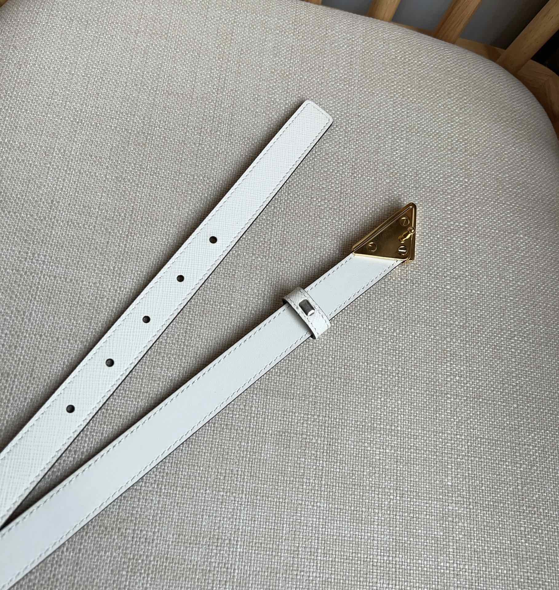 PRADA 25S BELT 20 MM IN WHITE CALFSKIN 571373