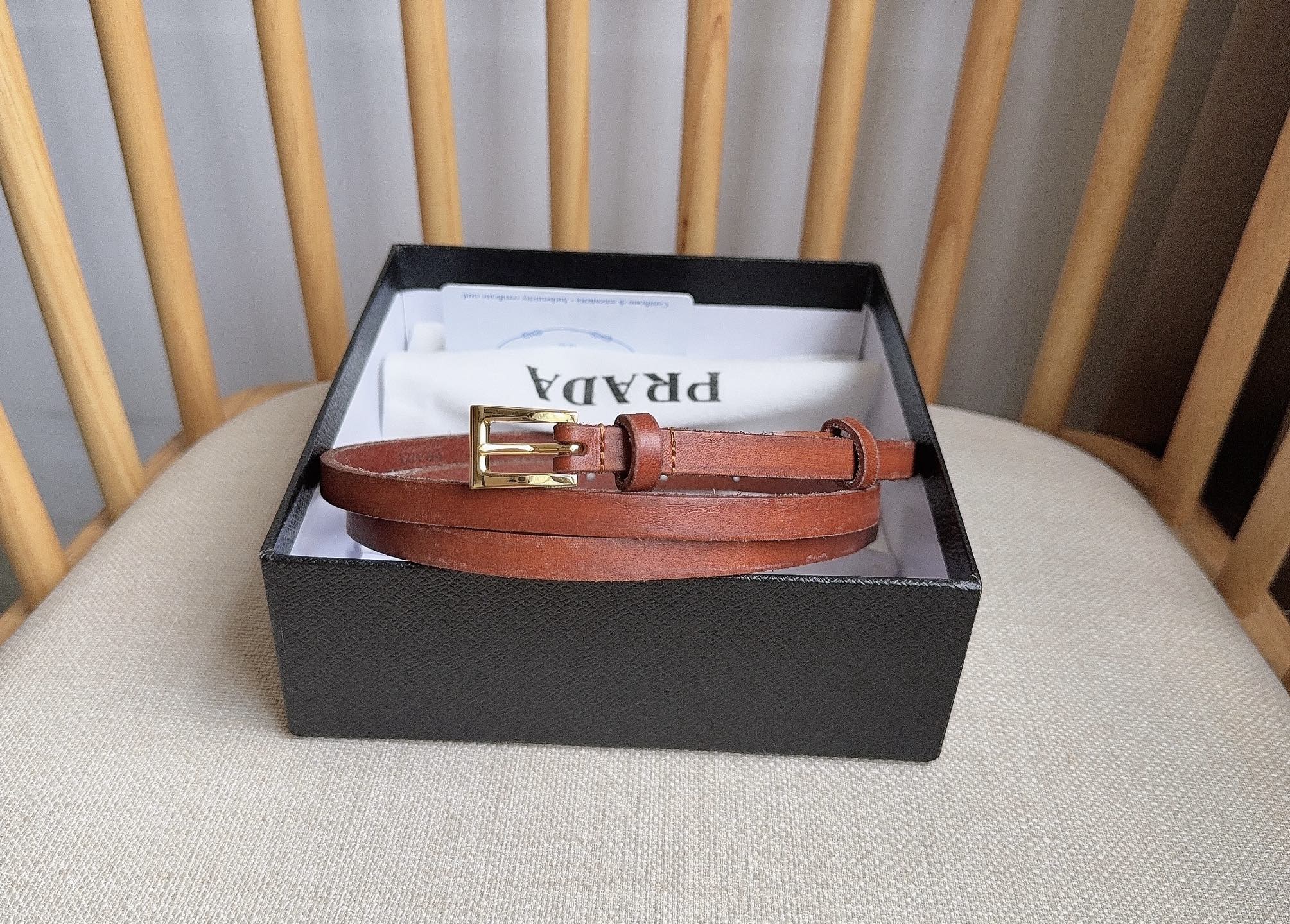 PRADA 26S BELT 10 MM IN BROWN CALFSKIN 661492