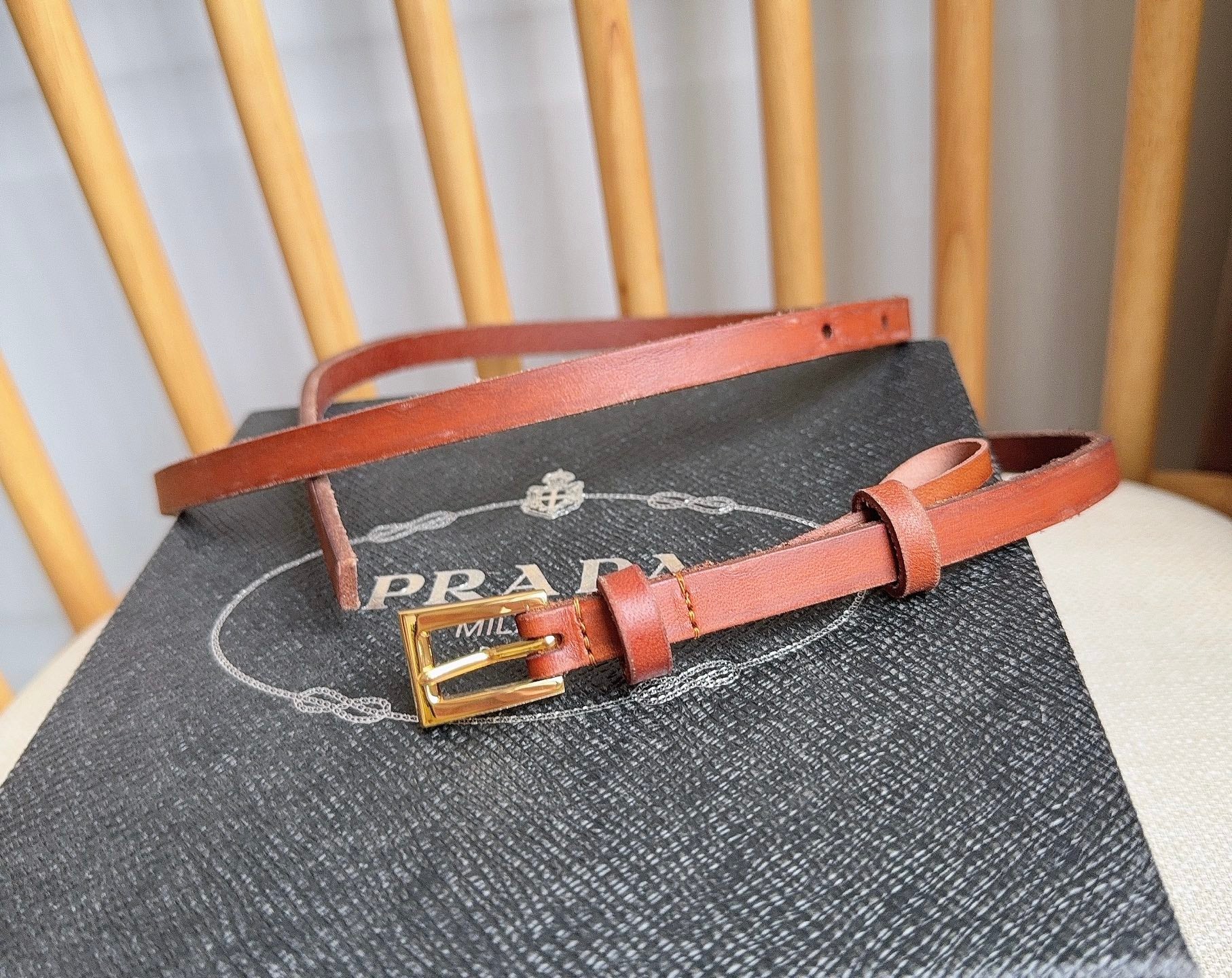 PRADA 26S BELT 10 MM IN BROWN CALFSKIN 661492