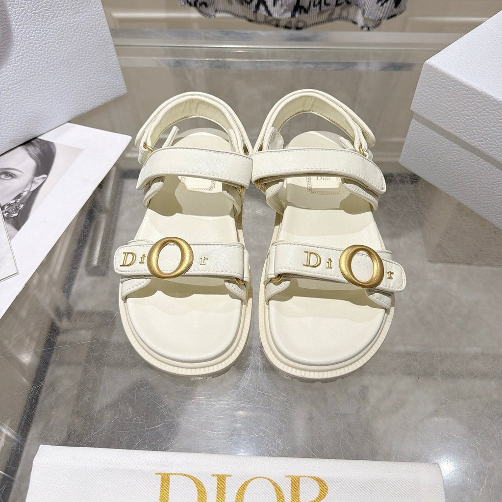 DIOR 26S VELCRO SANDALS IN OFF WHITE CALFSKIN