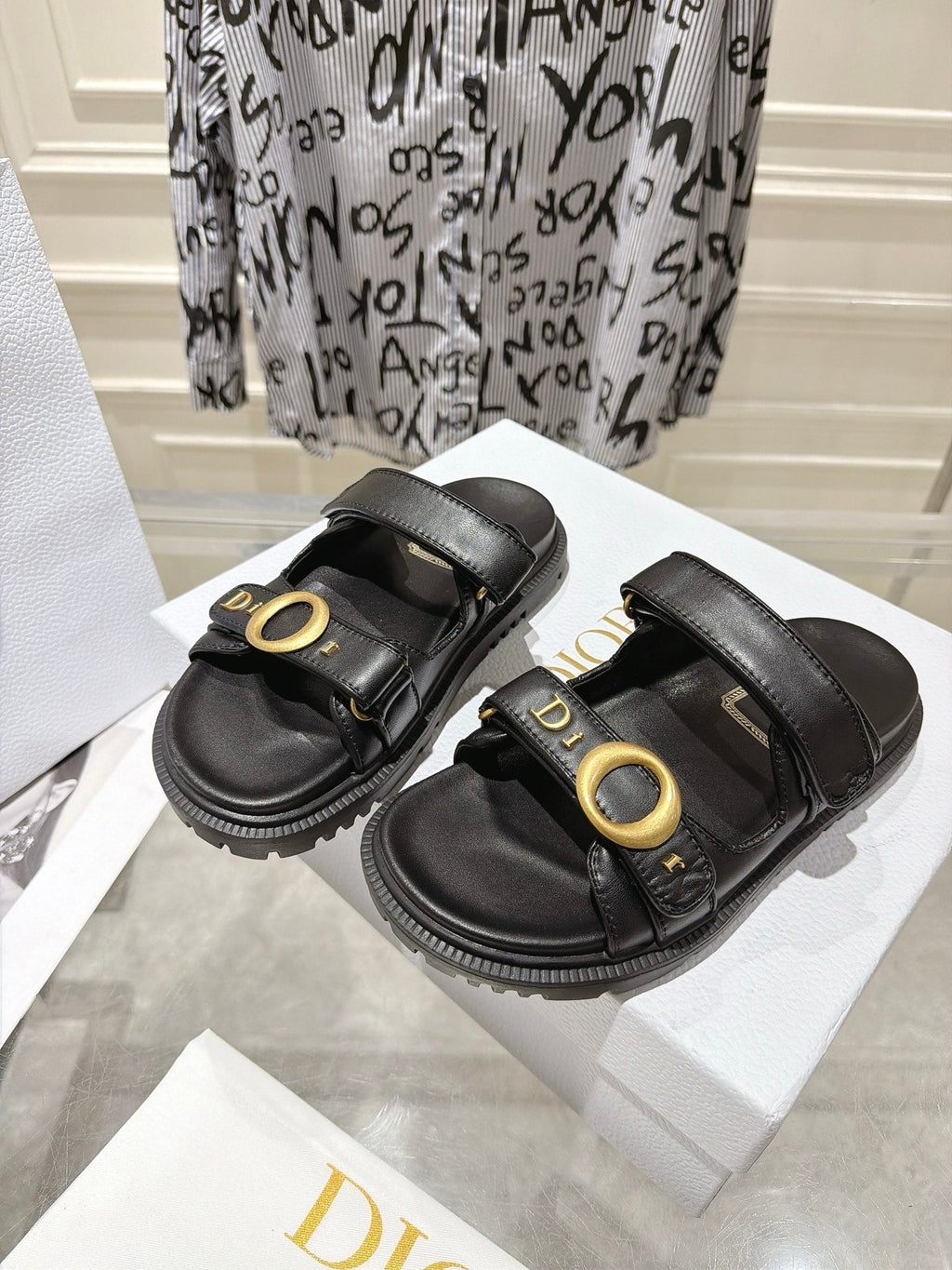 DIOR 26S SANDALS IN BLACK CALFSKIN