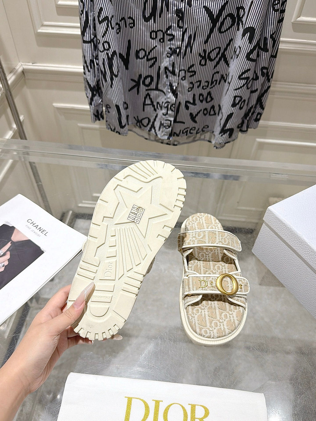 DIOR 26S SANDALS IN LIGHT BEIGE OBLIQUE CANVAS