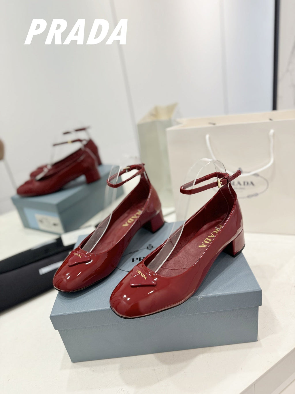 PRA NAPPA MARY JANE PUMPS JAM LAMBSKIN