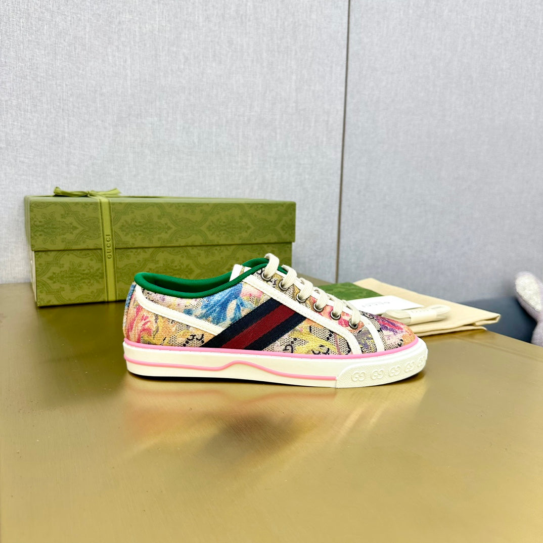 GG TENNIS 1977 TRAINER CANVAS WITH FLOWERS MOTIF