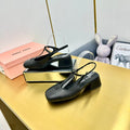 T-STRAPS SLINGBACK PUMPS IN BLACK SMOOTH LAMBSKIN