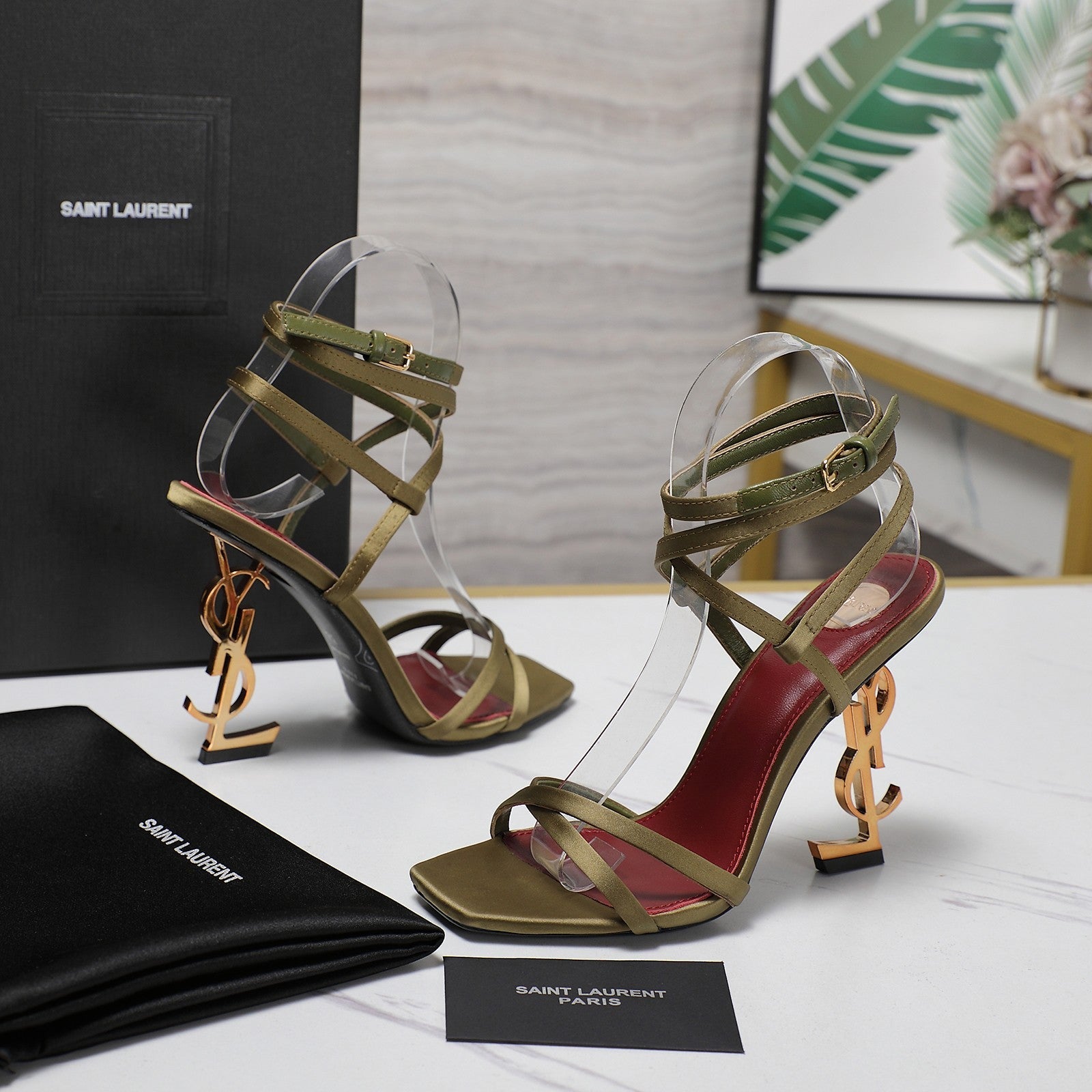 OPYUM SANDALS IN CUBA GOLD SATIN CREPE