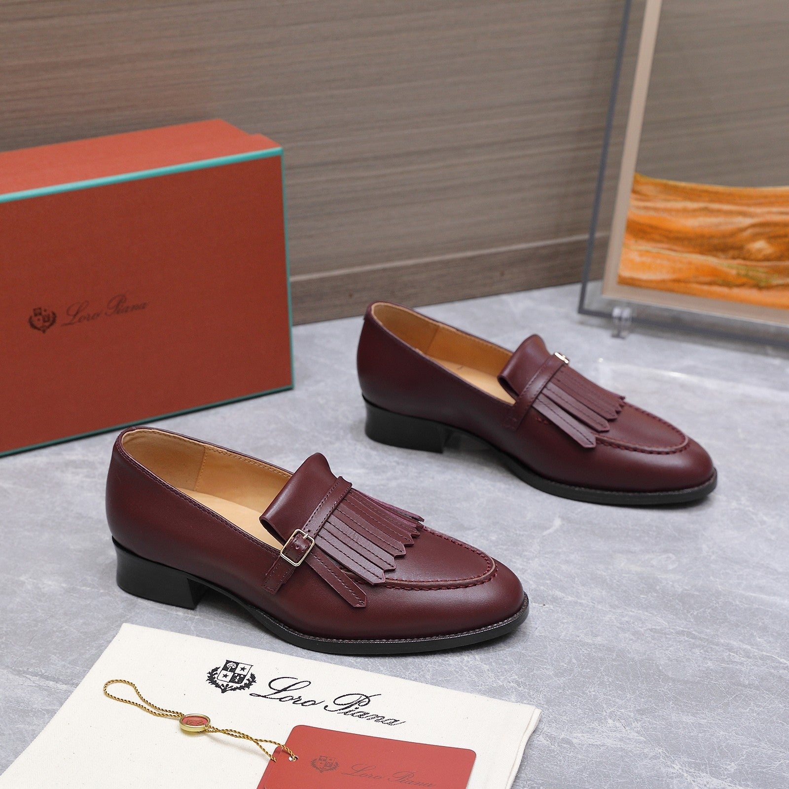 LP 26S SERGIO TASSEL LOAFERS IN BURGUNDY RED CALFSKIN GOLD HARDWARE