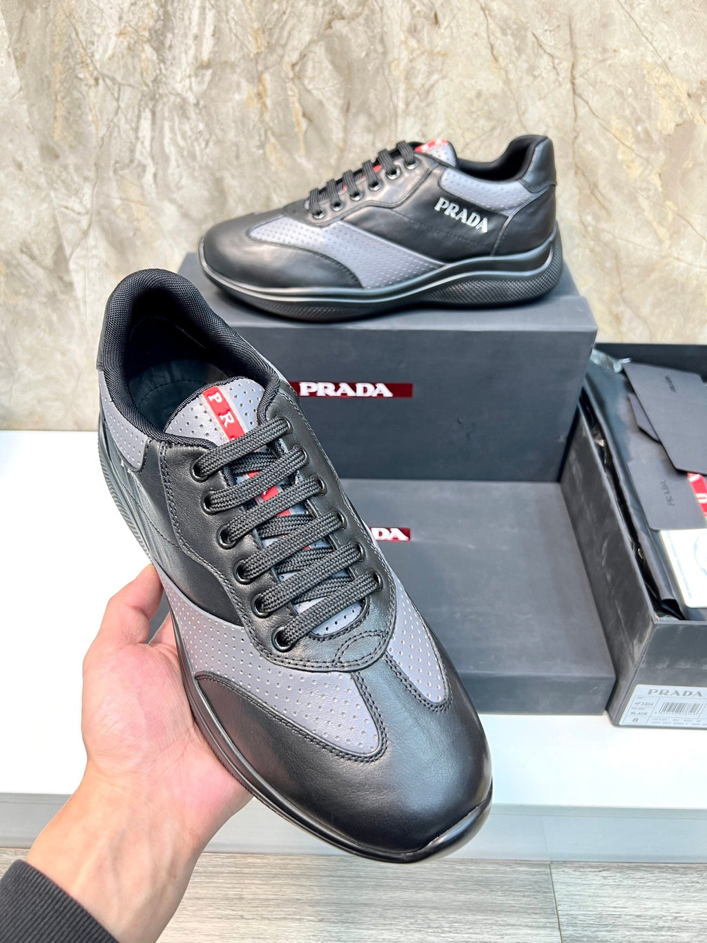 PRA AMERICA'S CUP SOFT RUBBER AND BIKE FABRIC SNEAKERS BLACK