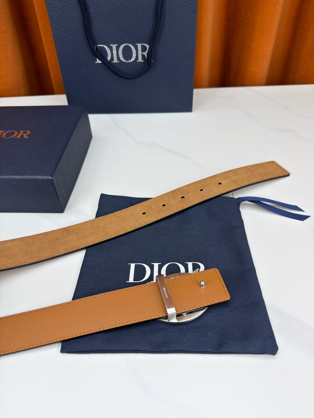 DIOR 26S CD LOGO BELT IN BROWN SUEDE CALFSKIN SILVER HARDWARE