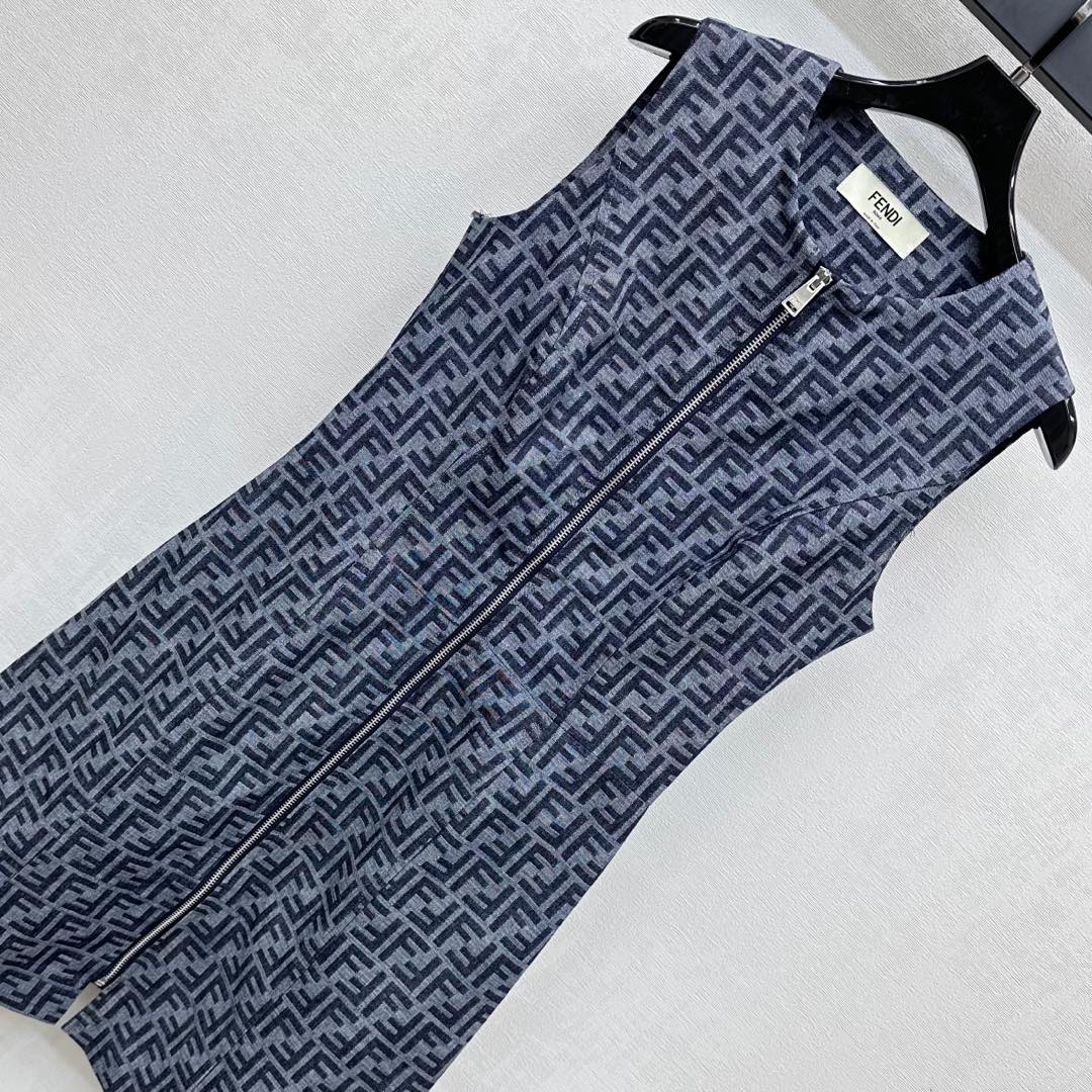 FEND 25S VEST DRESS DENIM JACQUARD 264599