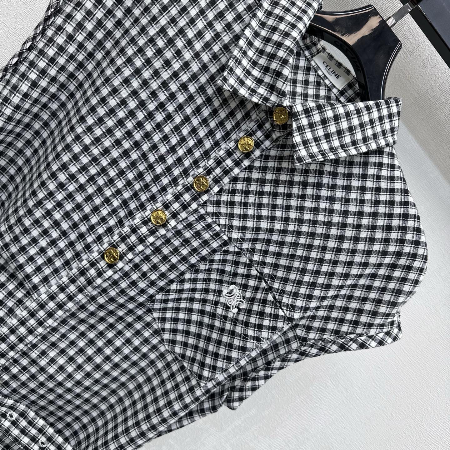 CELINE 26S GINGHAM BELTED MIDI DRESS 358