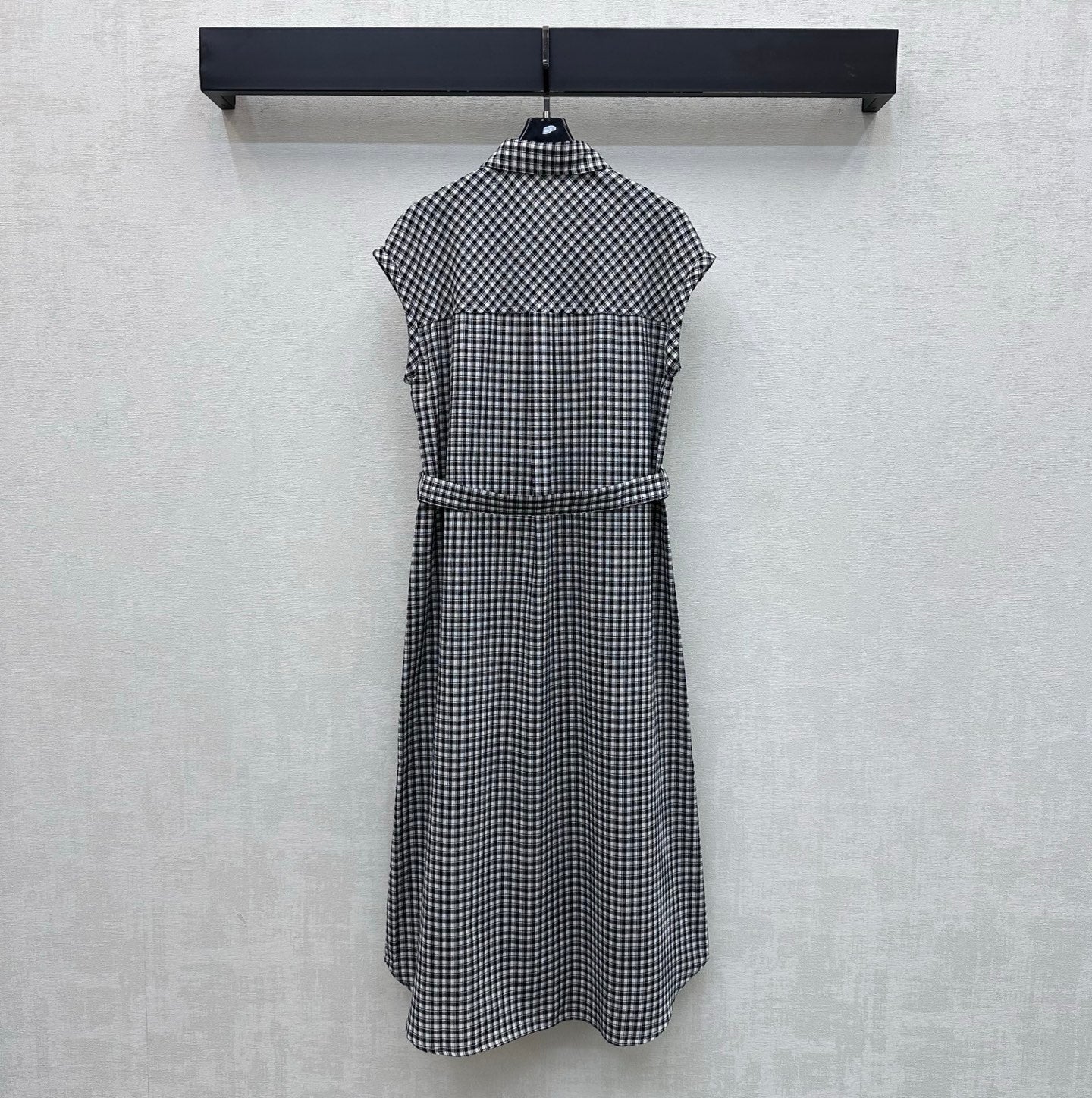 CELINE 26S GINGHAM BELTED MIDI DRESS 358