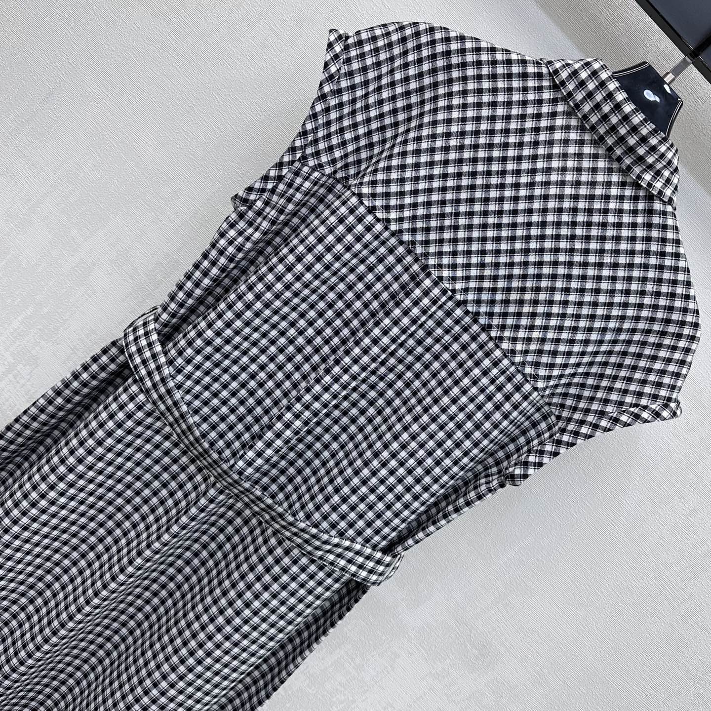 CELINE 26S GINGHAM BELTED MIDI DRESS 358