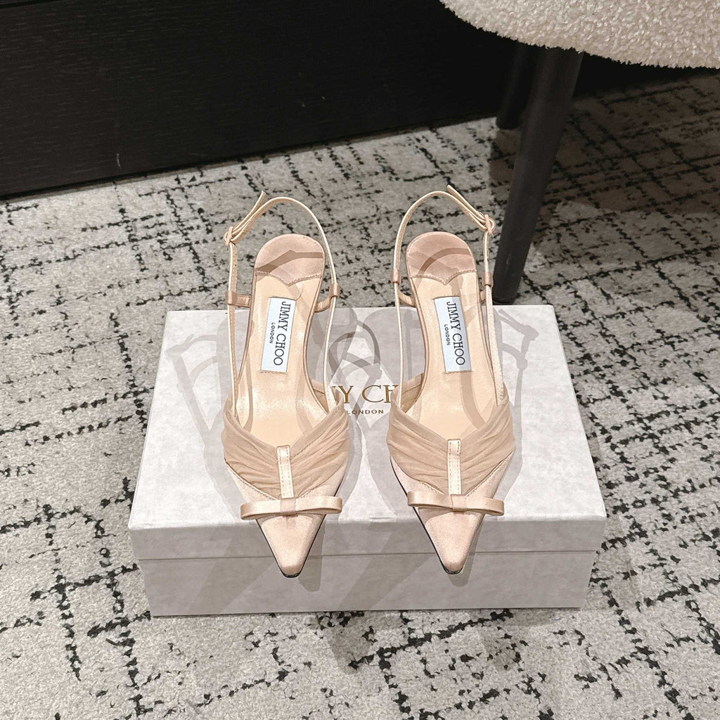 JIMMY CHOO 26S SLINGBACK HEELS 65 MM IN LIGHT NUDE PINK FABRIC