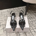 JIMMY CHOO 26S SLINGBACK HEELS 65 MM IN BLACK FABRIC