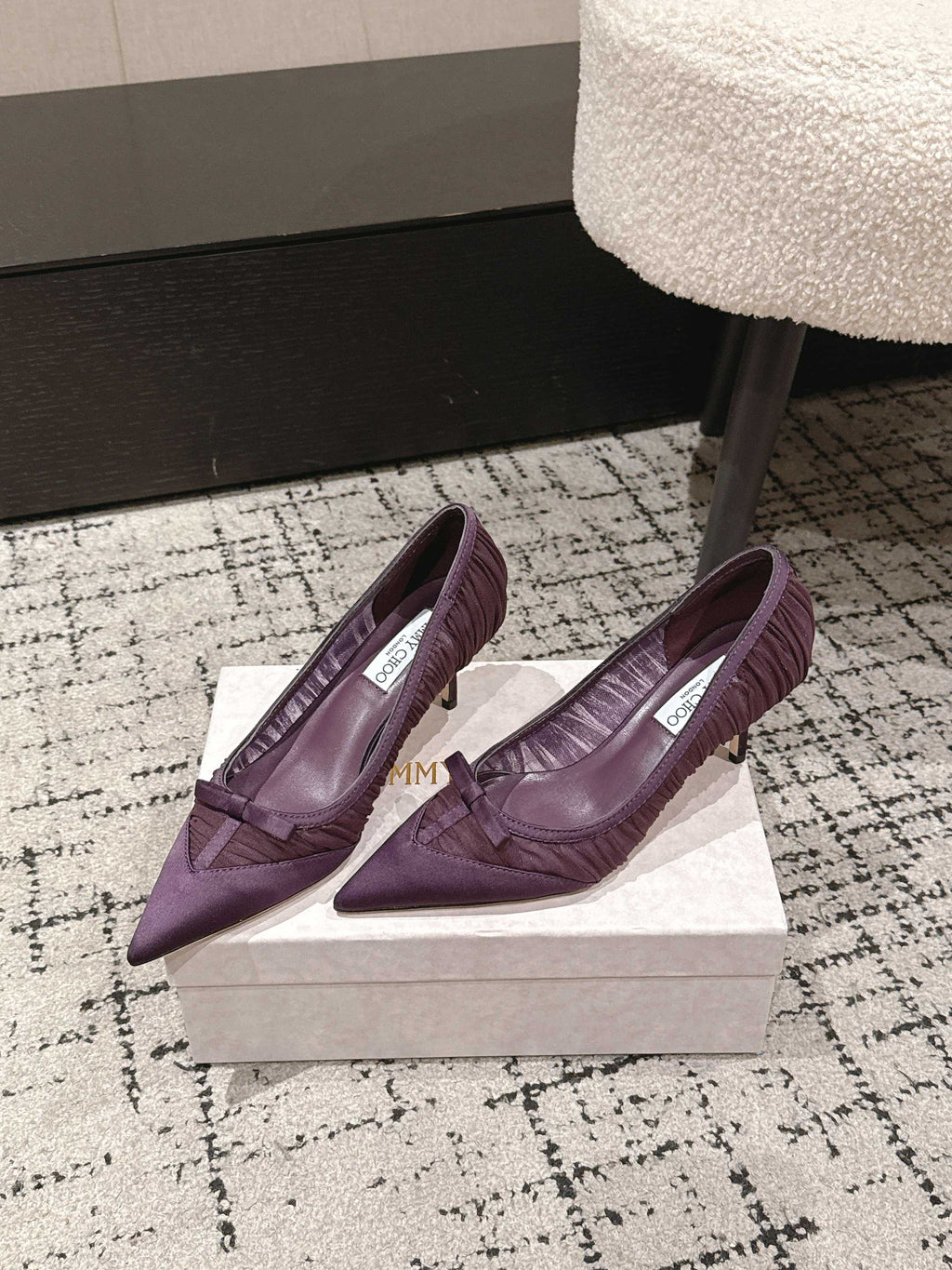 JIMMY CHOO 26S POINTED-TOE HIGH HEELS 65 MM IN DEEP PURPLE FABRIC