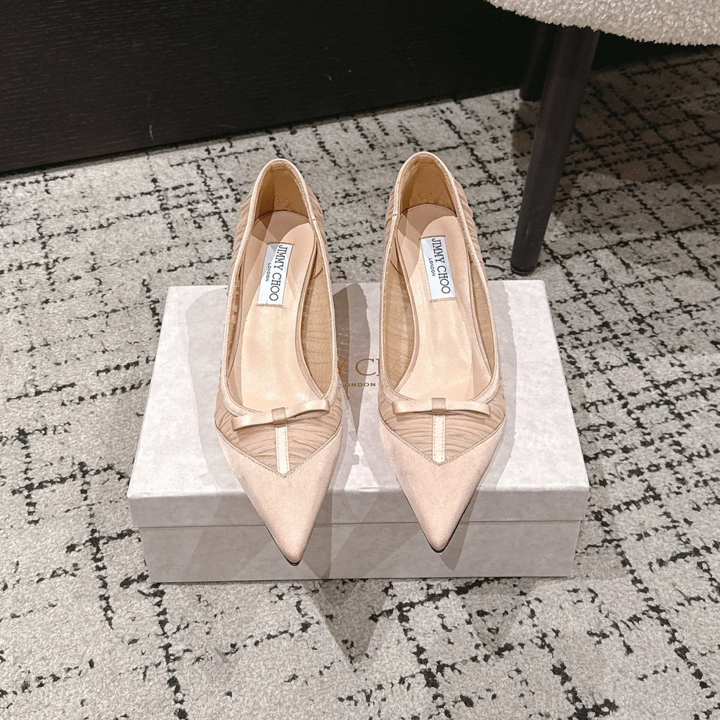 JIMMY CHOO 26S POINTED-TOE HIGH HEELS 65 MM IN LIGHT NUDE PINK FABRIC