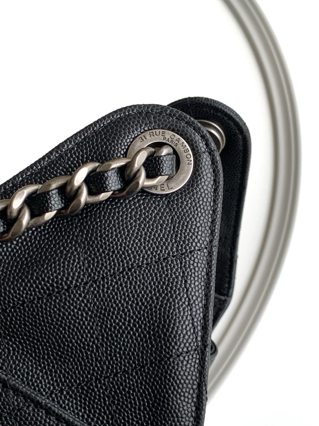 CHANEL 26S HOBO BAG 30 IN BLACK CAVIAR CALFSKIN DARK SILVER HARDWARE