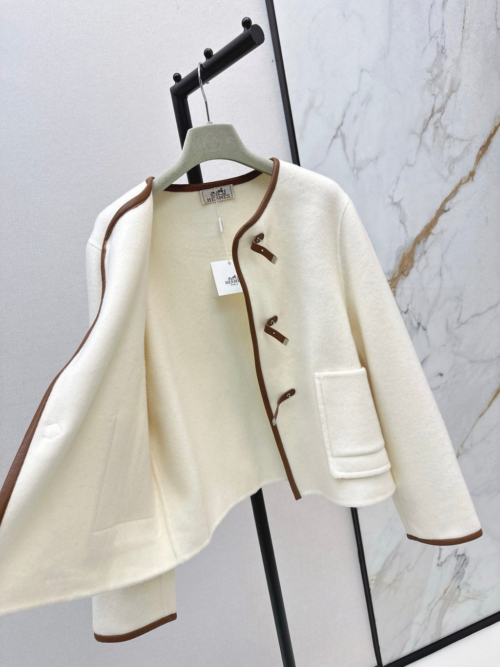 HERMES 25S REVERSIBLE SHORT CASHMERE COAT 130