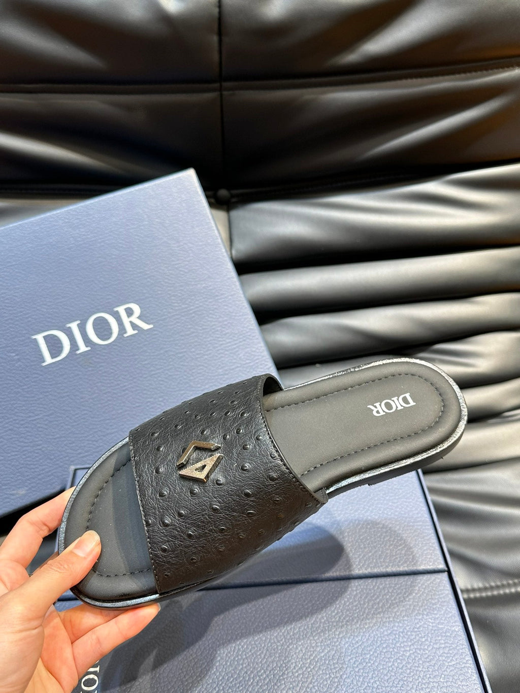 CD ALIAS SUMMER SLIPPER BLACK CALFSKIN