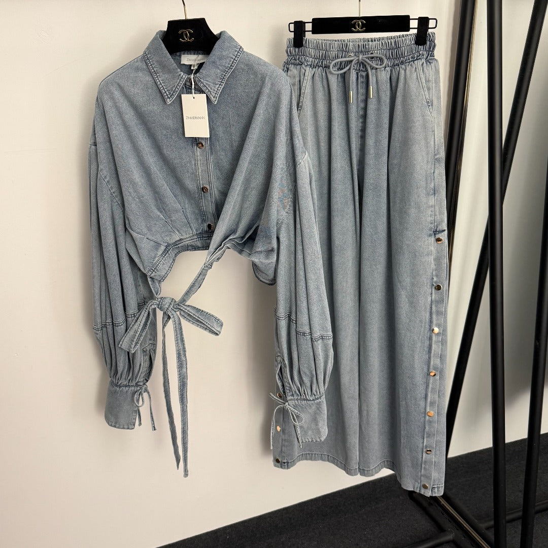 ZIMMERMANN 26S DENIM TOP AND PANTS SET STYLE 124